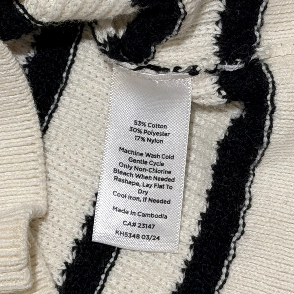 Talbots Sleeveless Top Black & White Stripes Size Large Cotton Blend Knit - Picture 5 of 6